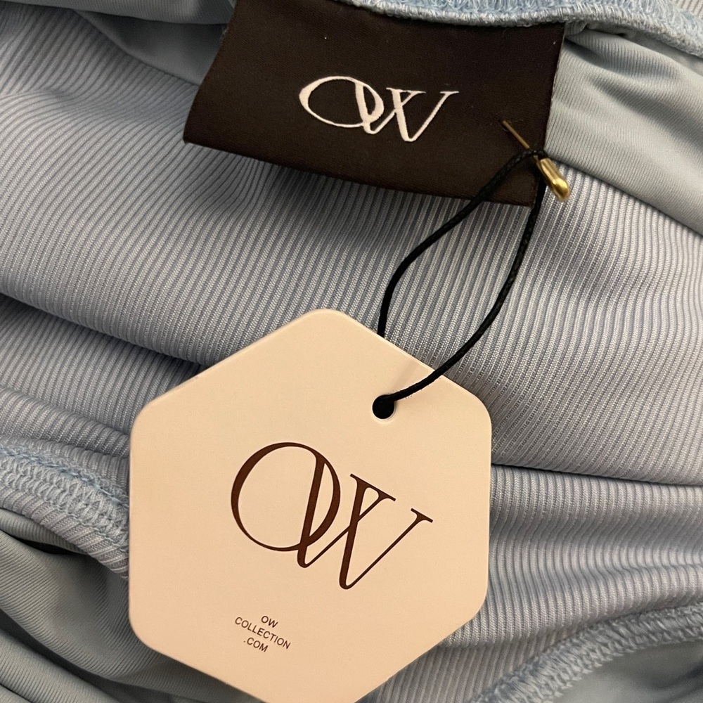 OW Collection Blue Ribbed Midi Dress - Picture 4 of 4